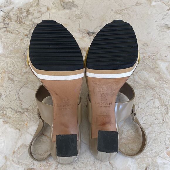 Lanvin Platform Heeled Leather Sandals Made in Italy - Picture 11 of 16